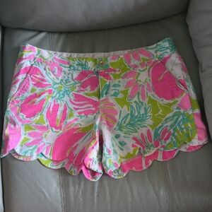 Lilly Pulitzer Pink and Green Floral High Waist Shorts